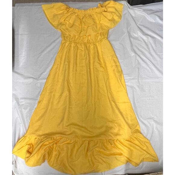 BOOHOO Yellow Ruffle Off The Shoulder Maxi Dress Size 10 - NEW - - Picture 3 of 10